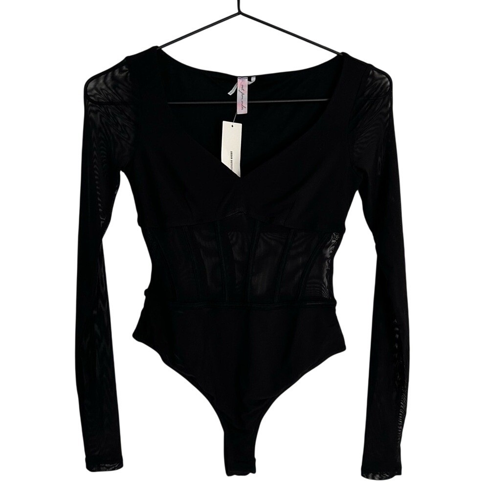 NWT Urban Outfitters Out From Under Sheer Mesh Thong Bodysuit Women's XS
